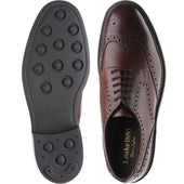 Loake Badminton 2 mens rubber-soled brogues in dark brown burnished grain