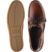 Herring Padstow mens rubber-soled deck shoes in chestnut