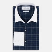 Windowpane Check Windsor Shirt With Contrast T A Collar And Cuffs