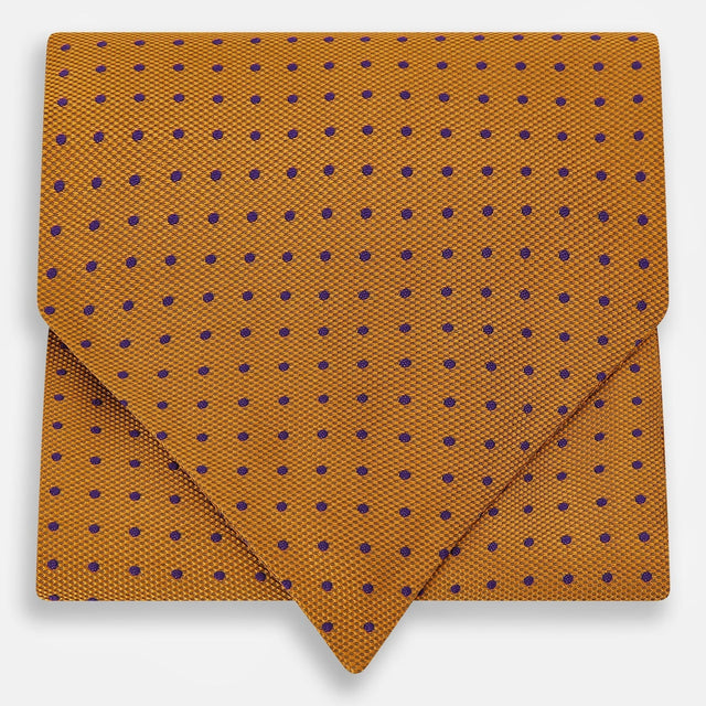 Navy and Orange Micro Dot Silk Cravat