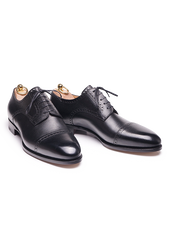 Black Five Eyelet Cap toe Derbies