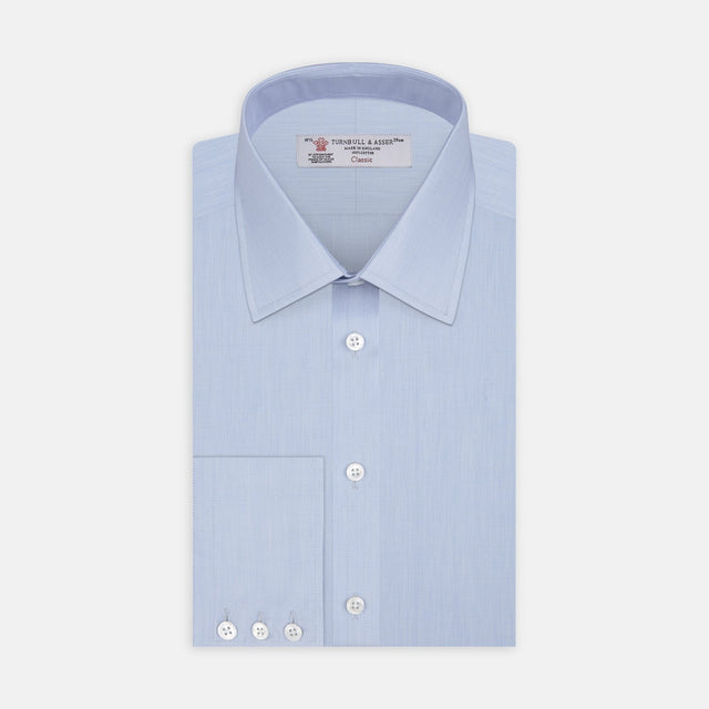 Light Blue End-on-End Shirt with T&A Collar and 3-Button Cuffs