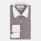 Light Porto Red Track Stripe Shirt With Contrast T A Collar And Cuffs