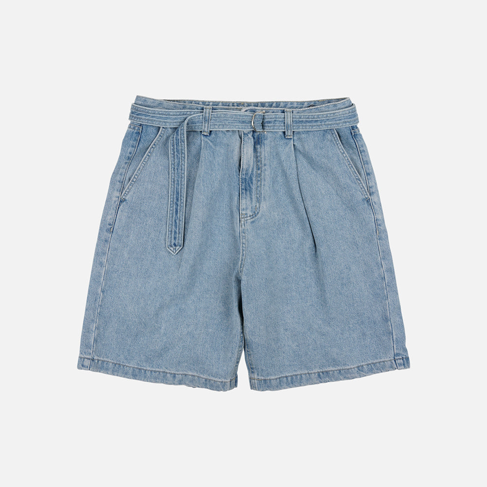 Lyocell Belted Denim Shorts Light