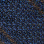 Striped Garza Grossa / Grenadine Bespoke Tie - Navy / Brown