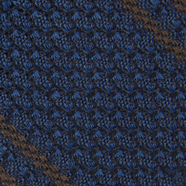 Striped Garza Grossa / Grenadine Bespoke Tie - Navy / Brown