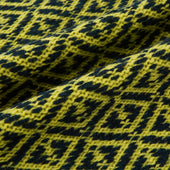 Petrol Green And Chartreuse Diamond Patterned Cashmere Knitted Scarf