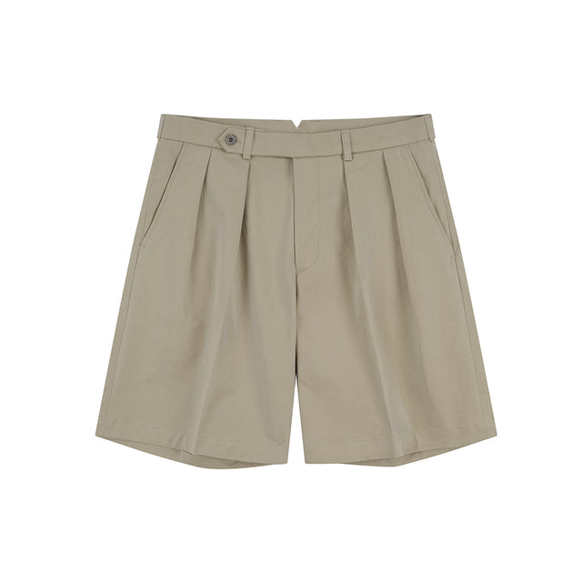 Essential Cotton 2-Pleated Chino Shorts (Beige)