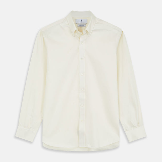 Cream Weekend Fit Hayne Shirt With Dorset Collar And 1-Button Cuffs