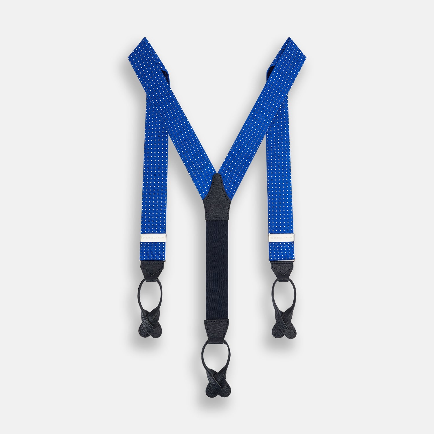 Pale White Small Spot Adjustable Silk And Leather Braces