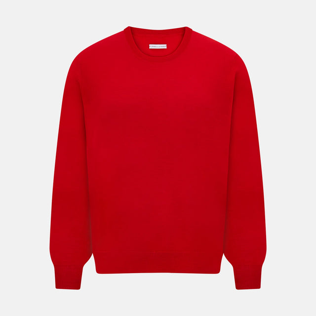 Red Merino Round Neck Jumper