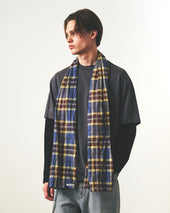 Pattern Scarf Beige Blue Check