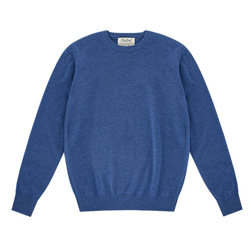Wool soft round neck knit (Blue)