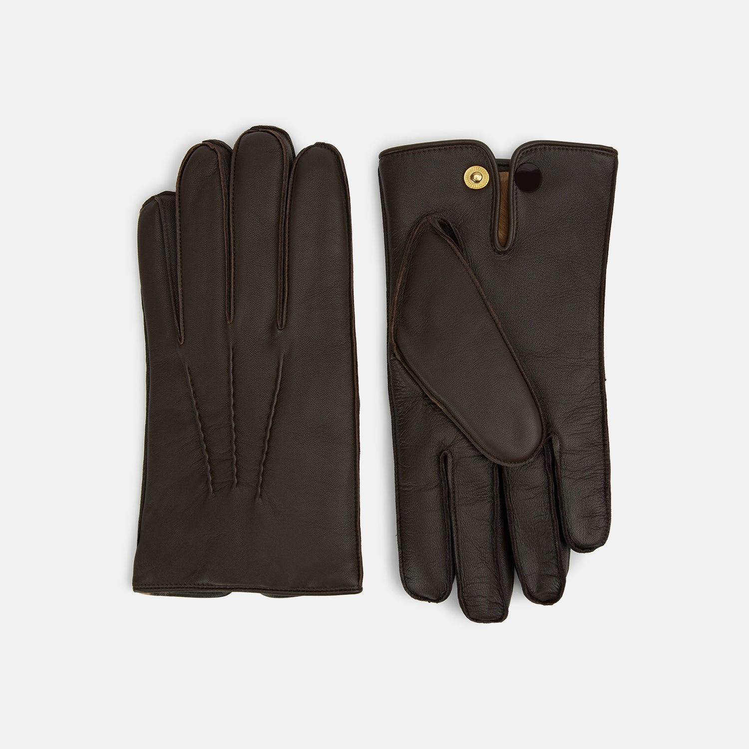 Beige Fur Lined Hairsheep Leather Touchscreen Gloves