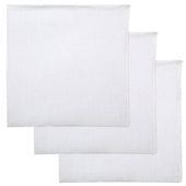 3x White Irish Linen Pocket Square - Hand-Rolled