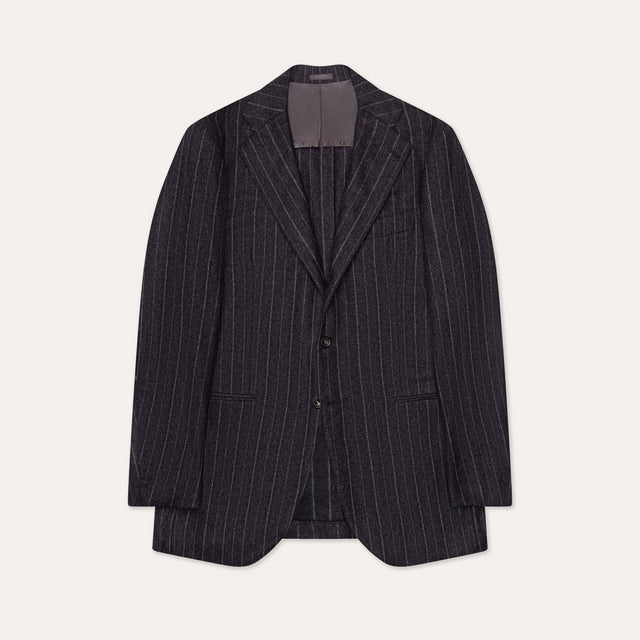 Charcoal Churchill Stripe Flannel Waverly Suit