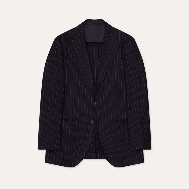 Navy Churchill Stripe Flannel Single Breasted Waverly Suit