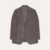 Charcoal Wool, Silk, and Cashmere Herringbine Tweed Waverly Jacket