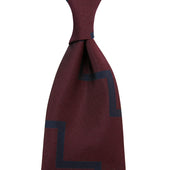 Artillery Repp Stripe Silk Tie - Burgundy - Handrolled