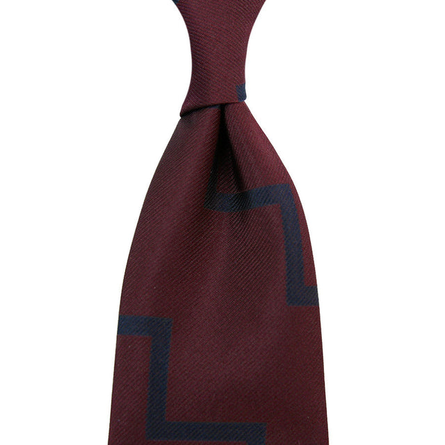Artillery Repp Stripe Silk Tie - Burgundy - Handrolled
