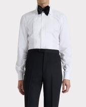 Chemise De Smoking Col Large En Pinpoint De Coton Blanche