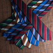 Striped Shantung Bespoke Tie Sky Brown