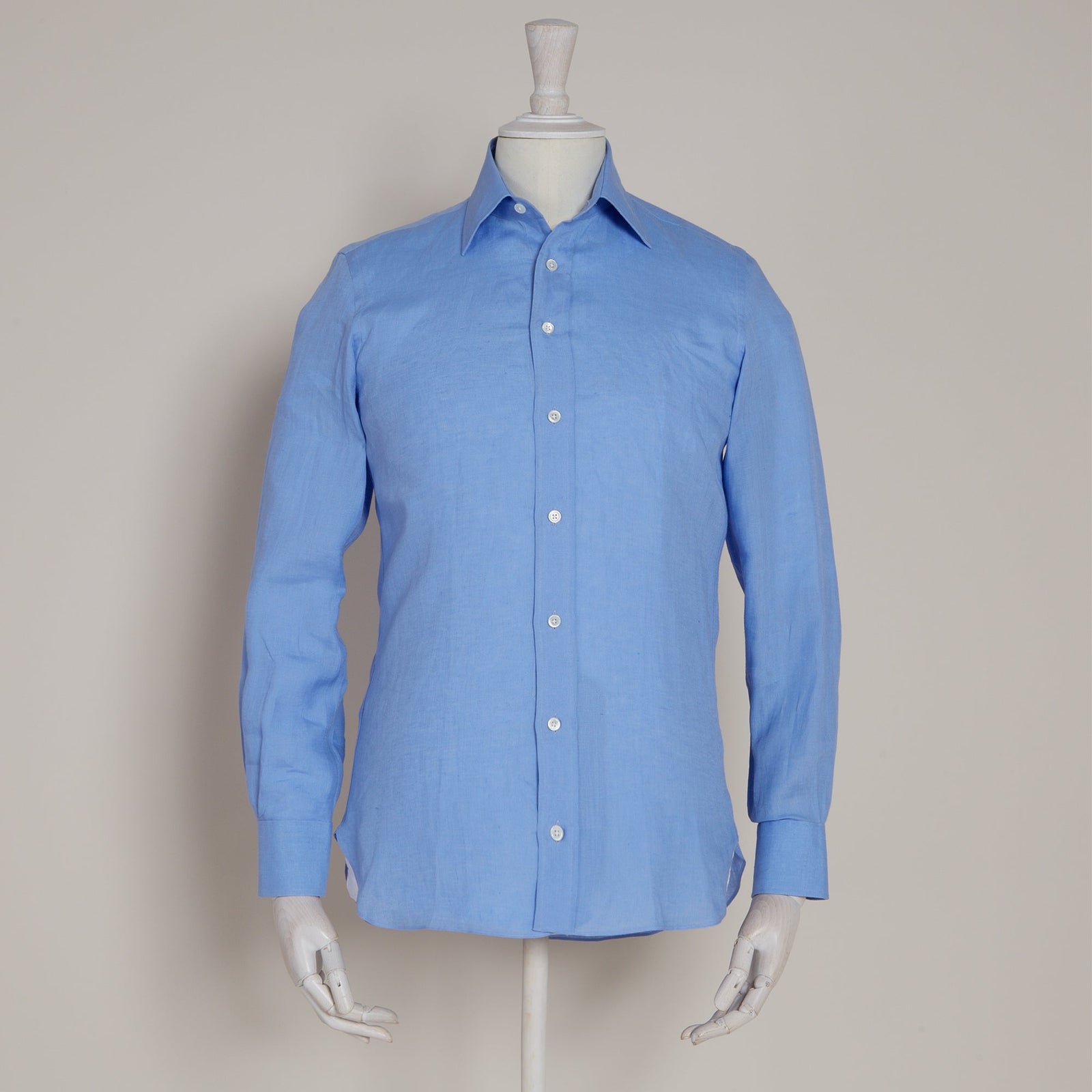 Linen Button Cuff Shirt In Lagoon