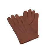 Unlined peccary gloves in exclusive cognac brown color (restock)