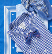 Classic Fit Check Zephyr Button Cuff Shirt in Royal