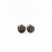 Barbell Cufflinks Dark Brown Mother Of Pearl Button Design