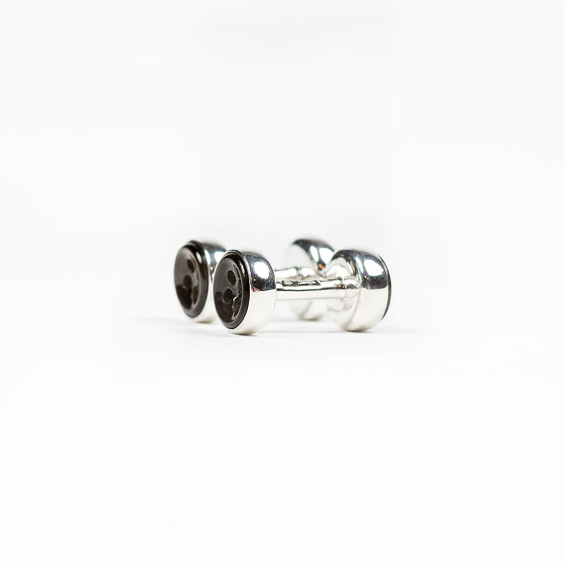 Barbell Cufflinks Dark Brown Mother Of Pearl Button Design