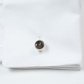 Barbell Cufflinks Dark Brown Mother Of Pearl Button Design