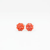 Cufflinks With Hand Carved Flower In Genuine Coral