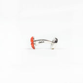 Cufflinks With Hand Carved Flower In Genuine Coral