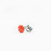 Cufflinks With Hand Carved Flower In Genuine Coral