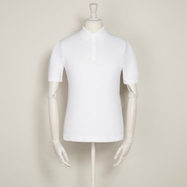 Short Sleeve Knitted Polo Shirt In White