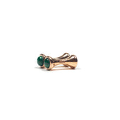 Rose gold-plated one-piece cufflinks with genuine malachite inserts