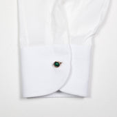 Gold Plated One Piece Cufflinks With Genuine Malachite Inserts