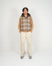 Down Italian Vest Reversible Wool Flannel Dry Wax Cotton Meadow Plaid