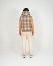 Down Italian Vest Reversible Wool Flannel Dry Wax Cotton Meadow Plaid