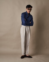 T005 Linen Drawstring Trouser - Stone