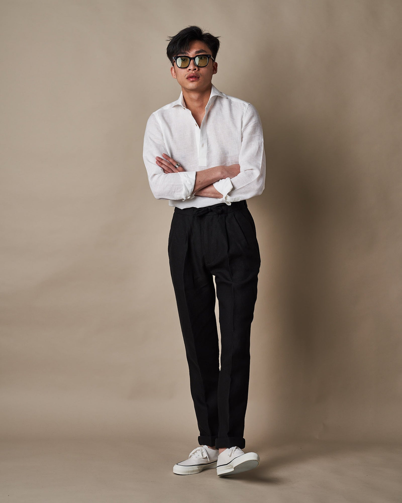 T005 Linen Drawstring Trouser - Black