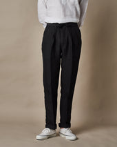 T005 Linen Drawstring Trouser - Black