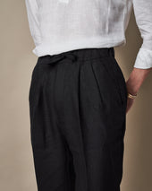 T005 Linen Drawstring Trouser - Black