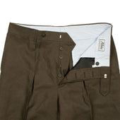 Manhattan Pleated High Rise Wide Trousers In Brown Irish Linen