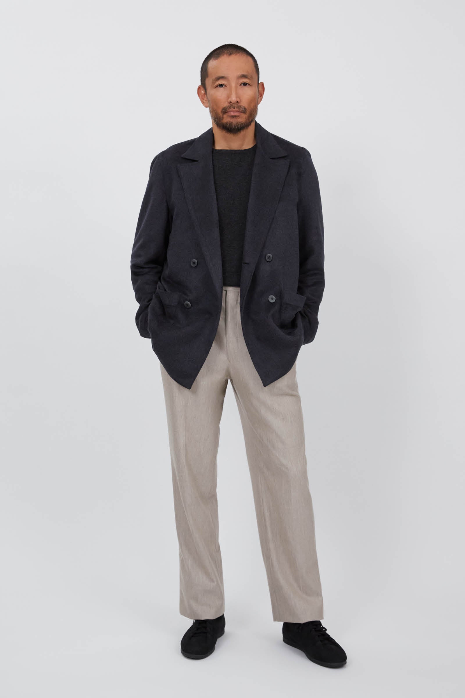 Double Breasted Shirt Jacket Brushed Winter Silk