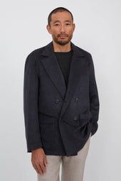 Double Breasted Shirt Jacket Brushed Winter Silk