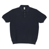 Knit Short Sleeve Polo In Mini Diamond Pattern Cotton