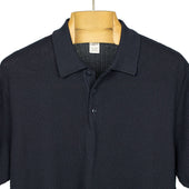 Knit Short Sleeve Polo In Mini Diamond Pattern Cotton
