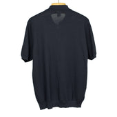 Knit Short Sleeve Polo In Mini Diamond Pattern Cotton